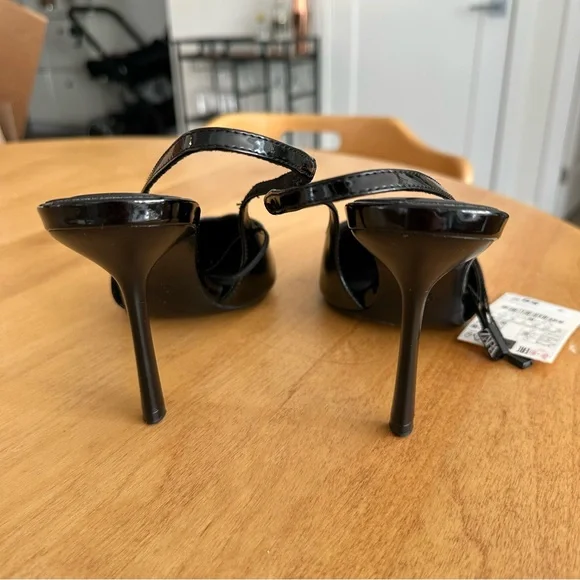 NWT Zara Faux Patent Leather Finish Open Back Shoes - Picture 4 of 5